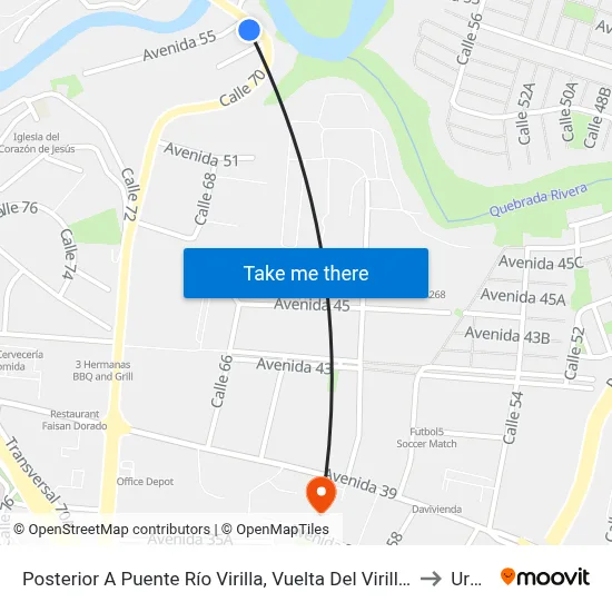 Posterior A Puente Río Virilla, Vuelta Del Virilla San José to Uruca map