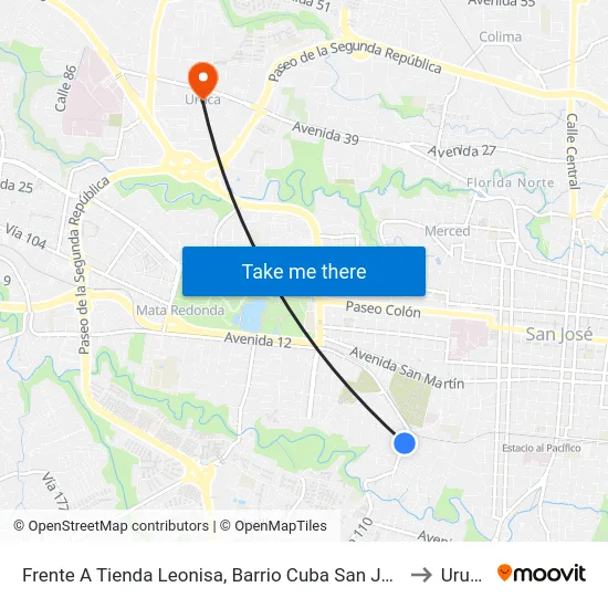 Frente A Tienda Leonisa, Barrio Cuba San José to Uruca map