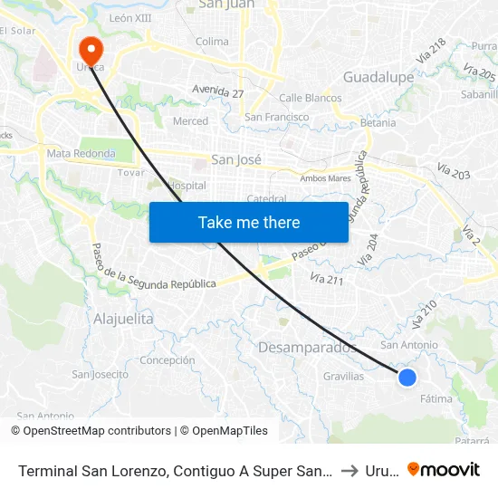 Terminal San Lorenzo, Contiguo A Super San Lorenzo to Uruca map