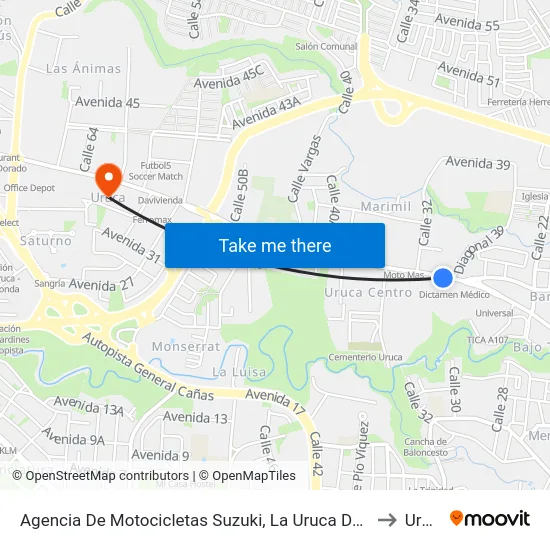 Agencia De Motocicletas Suzuki, La Uruca De San José to Uruca map