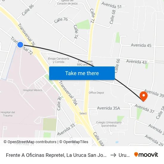 Frente A Oficinas Repretel, La Uruca San José to Uruca map