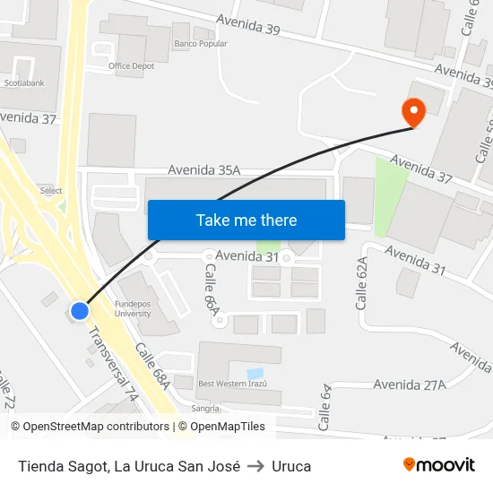 Tienda Sagot, La Uruca San José to Uruca map