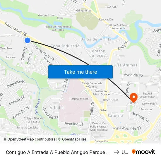 Contiguo A Entrada A Pueblo Antiguo Parque Nacional De Diversiones, San José to Uruca map