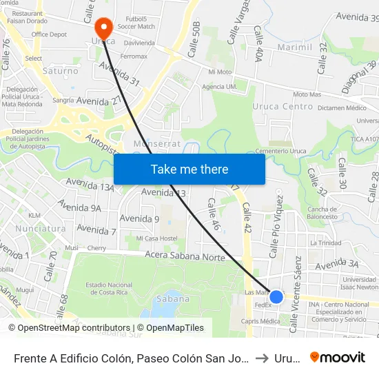 Frente A Edificio Colón, Paseo Colón San José to Uruca map