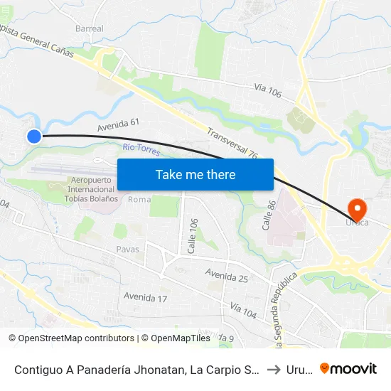 Contiguo A Panadería Jhonatan, La Carpio San José to Uruca map