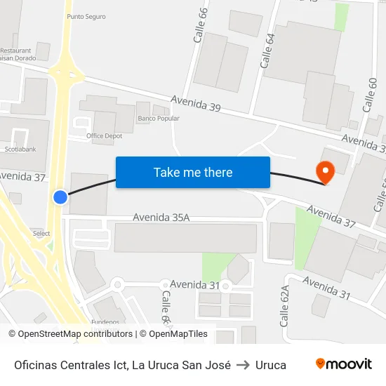 Oficinas Centrales Ict, La Uruca San José to Uruca map