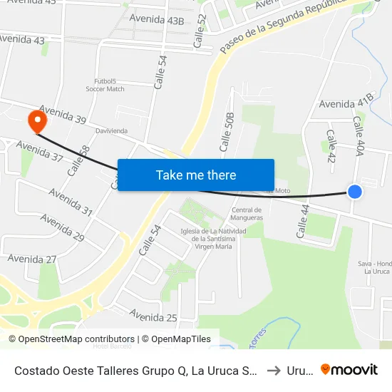 Costado Oeste Talleres Grupo Q, La Uruca San José to Uruca map