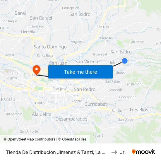 Tienda De Distribución Jimenez & Tanzi, La Mora Goicoechea to Uruca map