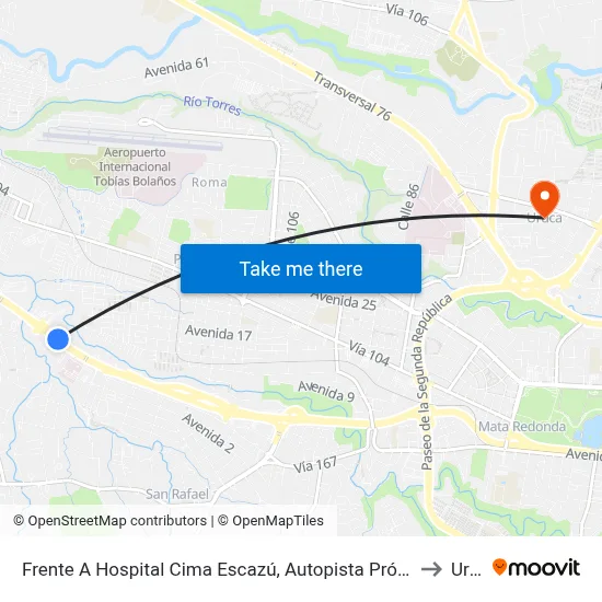 Frente A Hospital Cima Escazú, Autopista Próspero Fernández Escazú to Uruca map