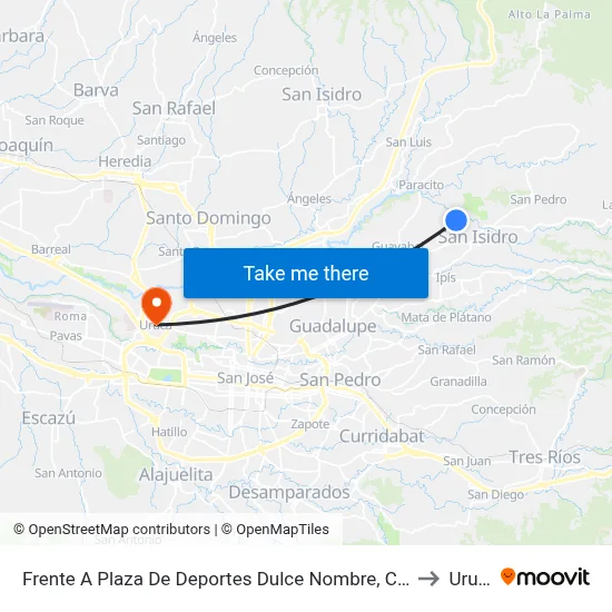 Frente A Plaza De Deportes Dulce Nombre, Coronado to Uruca map