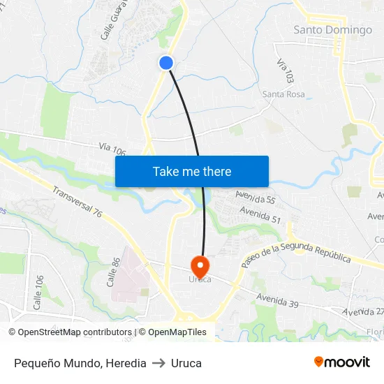Pequeño Mundo, Heredia to Uruca map