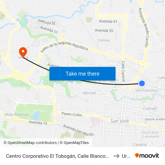 Centro Corporativo El Tobogán, Calle Blancos Goicoechea to Uruca map