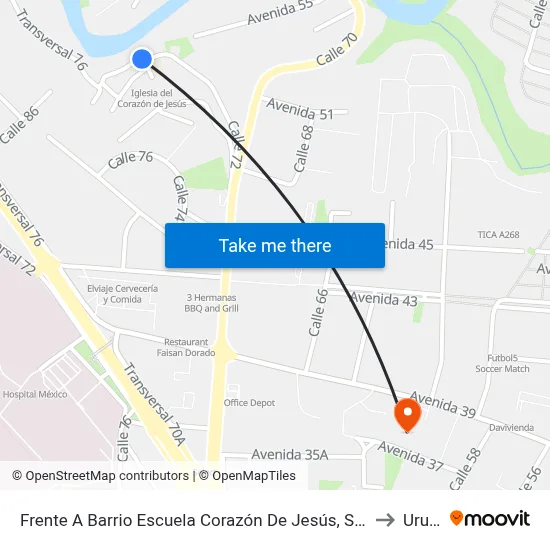 Frente A Barrio Escuela Corazón De Jesús, San José to Uruca map