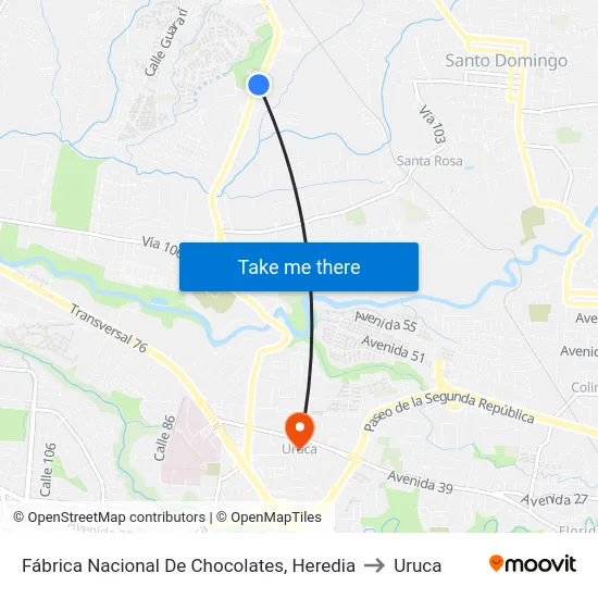 Fábrica Nacional De Chocolates, Heredia to Uruca map