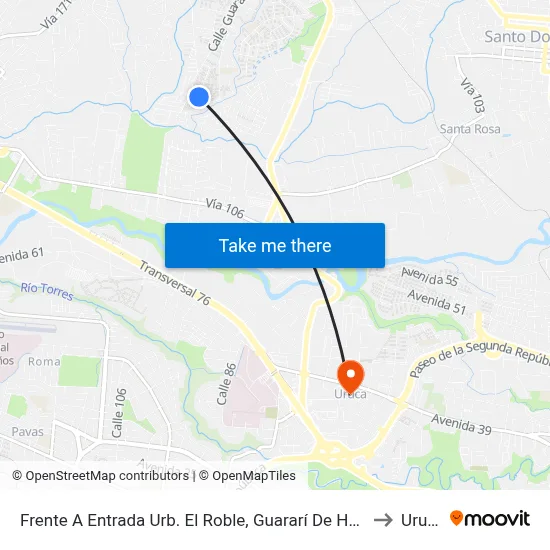 Frente A Entrada Urb. El Roble, Guararí De Heredia to Uruca map