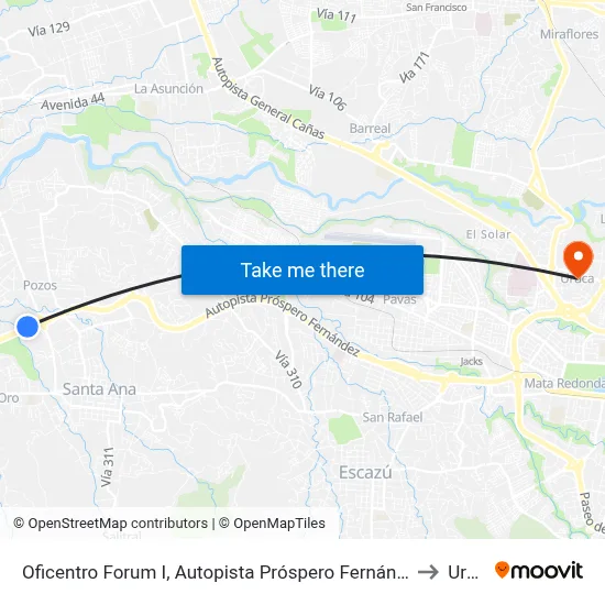 Oficentro Forum I, Autopista Próspero Fernández Santa Ana to Uruca map