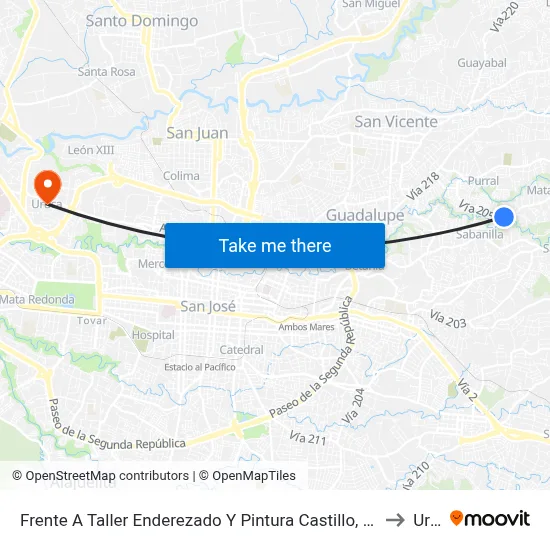 Frente A Taller Enderezado Y Pintura Castillo, Las Hortencias Goicoechea to Uruca map