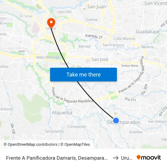 Frente A Panificadora Damaris, Desamparados to Uruca map