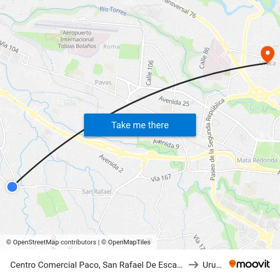 Centro Comercial Paco, San Rafael De Escazú to Uruca map