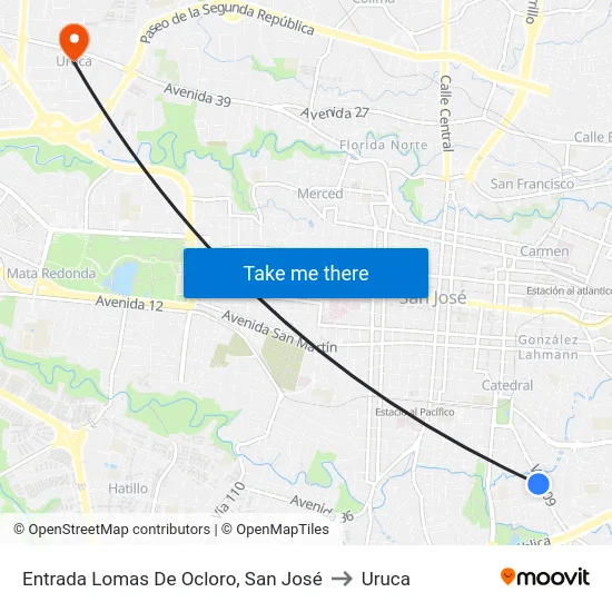 Frente A Tecnoautomotriz Myv Sa, San José to Uruca map