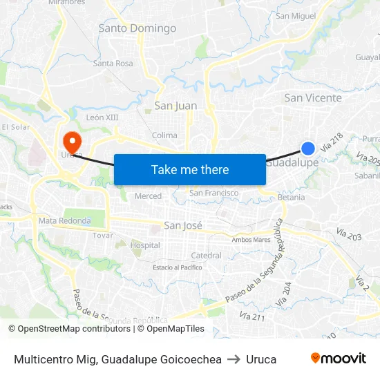 Frente A Multiautos, Guadalupe Goicoechea to Uruca map