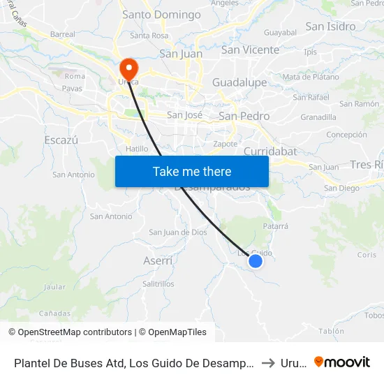 Plantel De Buses Atd, Los Guido De Desamparados to Uruca map