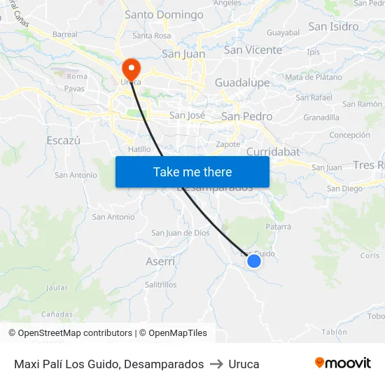 Maxi Palí Los Guido, Desamparados to Uruca map