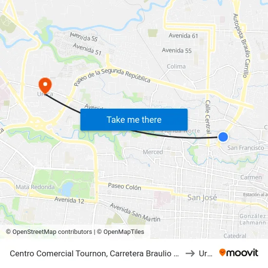 Centro Comercial Tournon, Carretera Braulio Carrillo San José to Uruca map