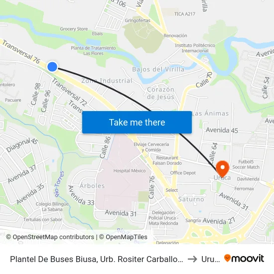 Plantel De Buses Biusa, Urb. Rositer Carballo San José to Uruca map