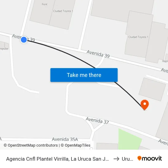 Agencia Cnfl Plantel Virrilla, La Uruca San José to Uruca map