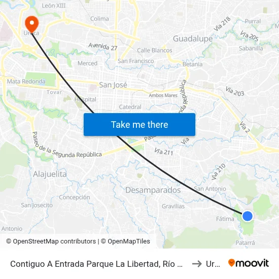 Contiguo A Entrada Parque La Libertad, Río Azul La Unión to Uruca map