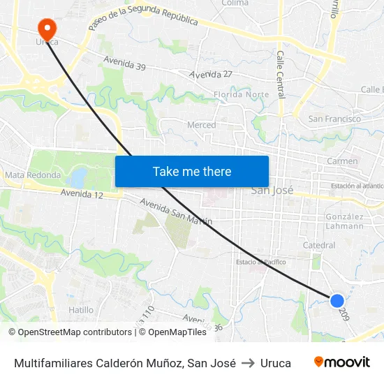 Frente A Edificio De Los Multifamiliares Calderón Muñoz, San José to Uruca map