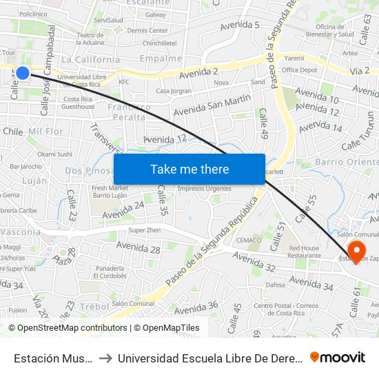 Estación Museo to Universidad Escuela Libre De Derecho map