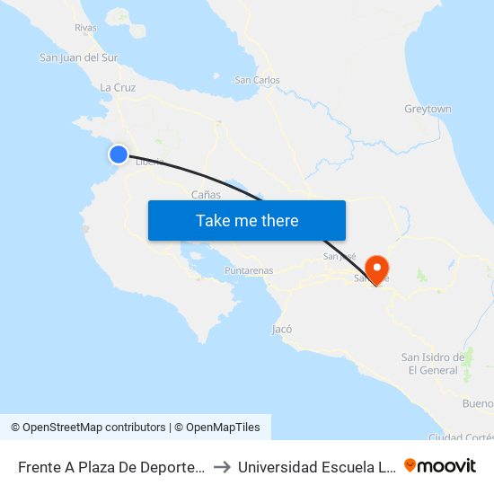 Frente A Plaza De Deportes El Triunfo, Liberia to Universidad Escuela Libre De Derecho map