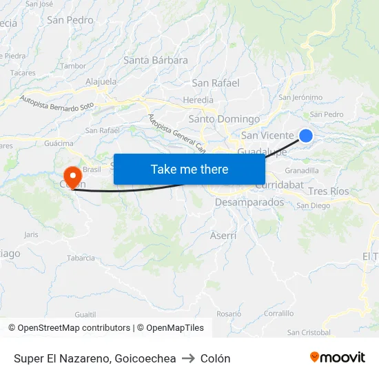 Super El Nazareno, Goicoechea to Colón map
