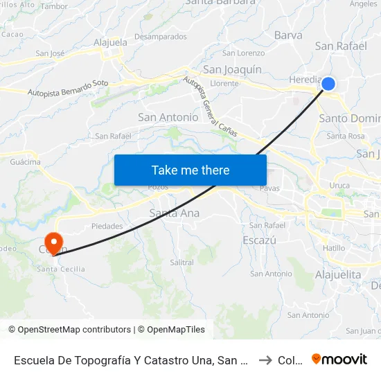 Escuela De Topografía Y Catastro Una, San Pablo to Colón map
