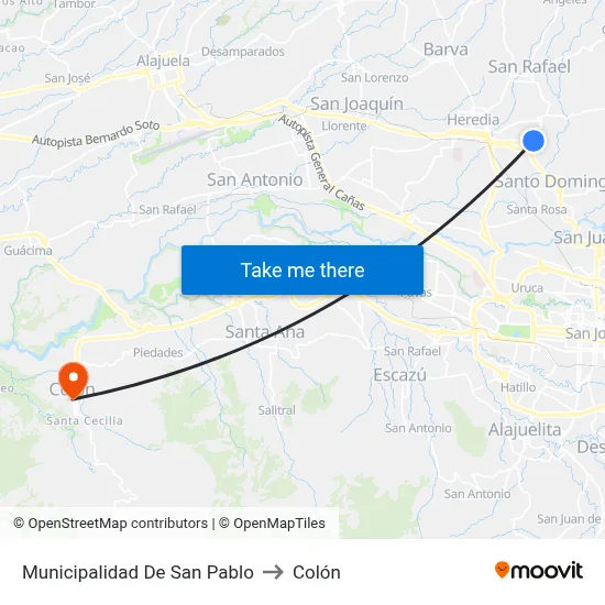 Municipalidad De San Pablo to Colón map