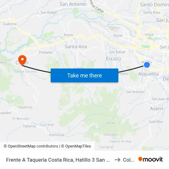 Frente A Taquería Costa Rica, Hatillo 3 San José to Colón map