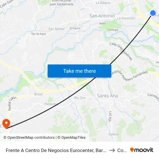 Frente A Centro De Negocios Eurocenter, Barreal Heredia to Colón map