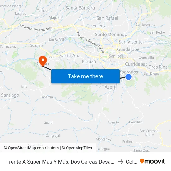 Frente A Super Más Y Más, Dos Cercas Desamparados to Colón map