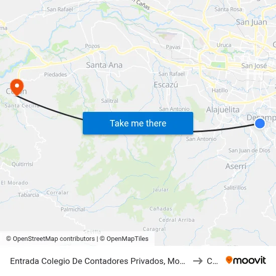 Entrada Colegio De Contadores Privados, Monte Claro Desamparados to Colón map