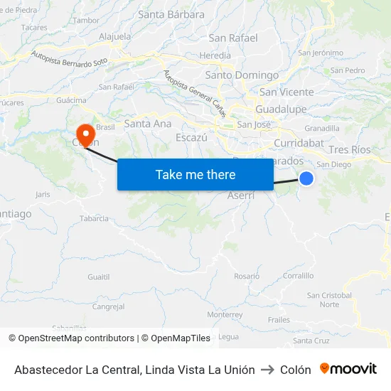 Abastecedor La Central, Linda Vista La Unión to Colón map