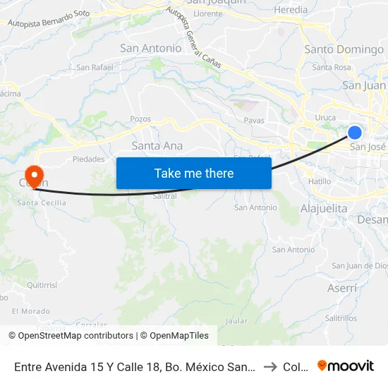 Entre Avenida 15 Y Calle 18, Bo. México San José to Colón map