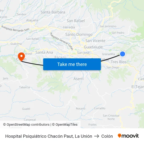 Hospital Psiquiátrico Chacón Paut, La Unión to Colón map