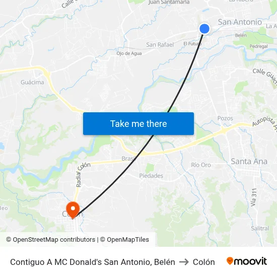 Contiguo A MC Donald's San Antonio, Belén to Colón map