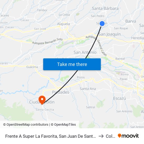 Frente A Super La Favorita, San Juan De Santa Bárbara to Colón map