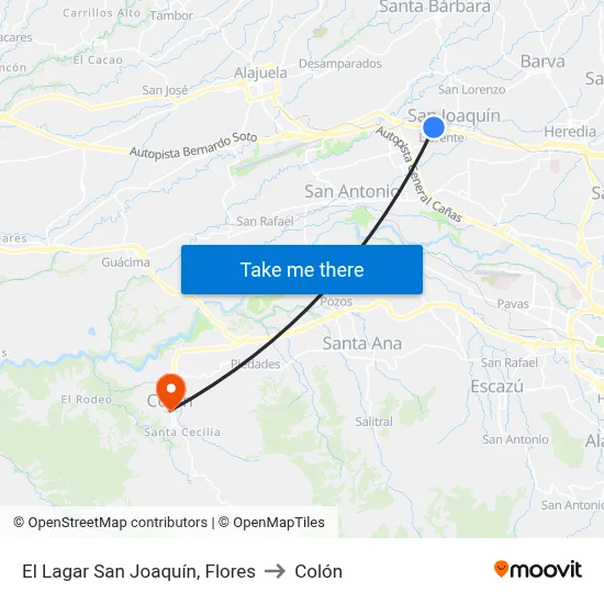 El Lagar San Joaquín, Flores to Colón map