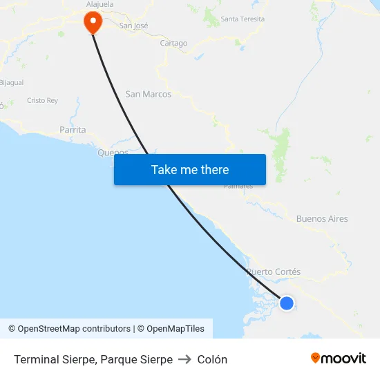 Terminal Sierpe, Parque Sierpe to Colón map