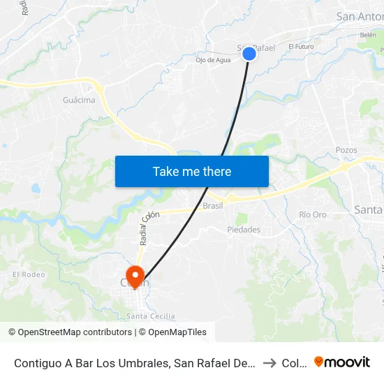 Contiguo A Bar Los Umbrales, San Rafael De Alajuela to Colón map