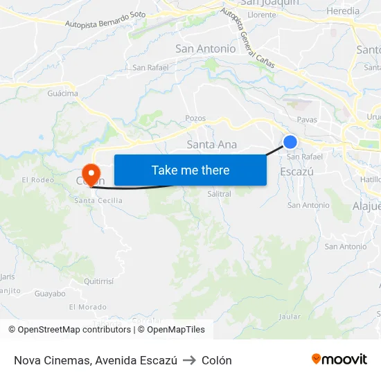Nova Cinemas, Avenida Escazú to Colón map